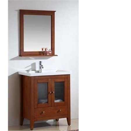 DAWN KITCHEN Solid Wood And Plywood Frame Teak Finish Mirror With Shelf RAM24042904